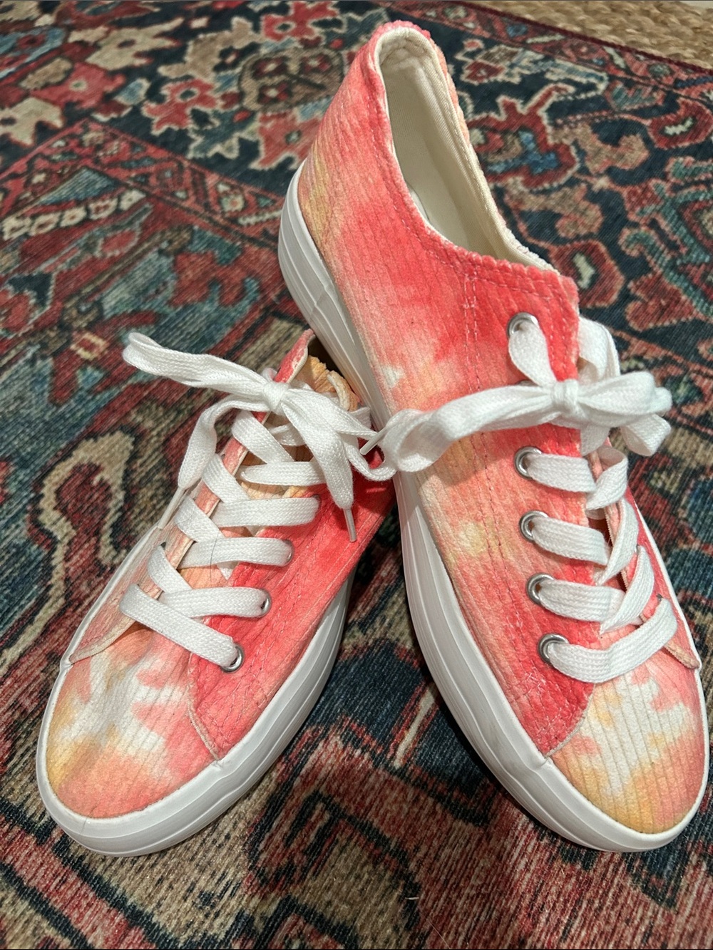 Restricted Coral-Orange Tie-Dye Low-Top Sneakers